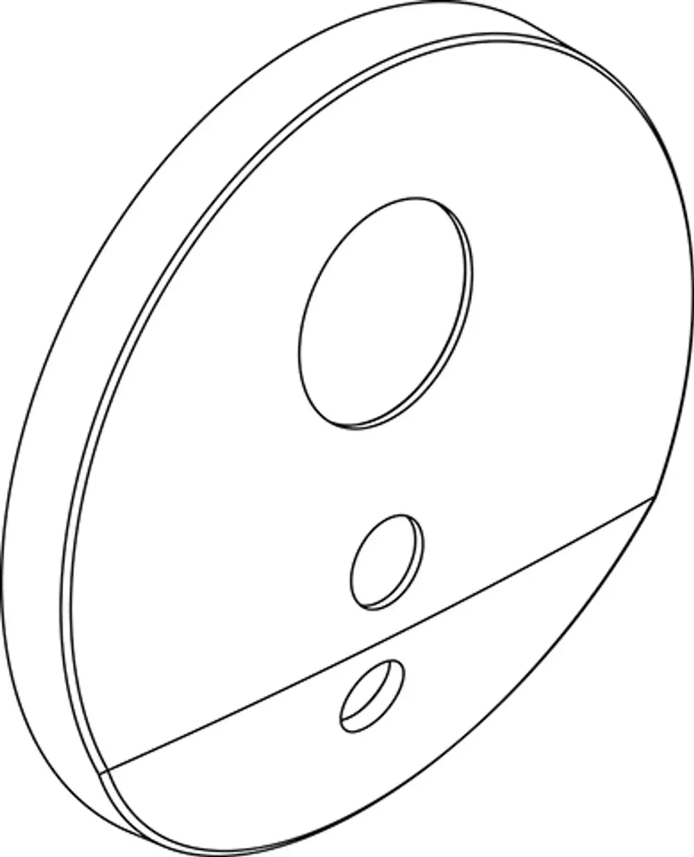 Runde, flache Rosette mit zwei gebohrten Öffnungen auf einer Seite, geeignet für den WT IR-Sensor von Ideal Standard.